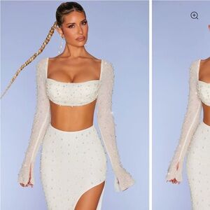 Elegant White Beaded Top